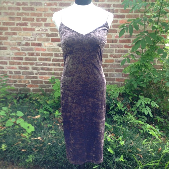 Light Purple Velvet Spaghetti Strap Midi Dress S-M - Picture 1 of 8